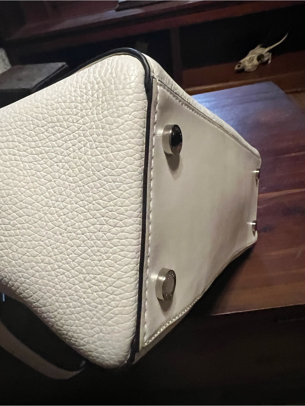 Michael Kors Ivory Leather Tote with MK Logo - Picture 2 of 5